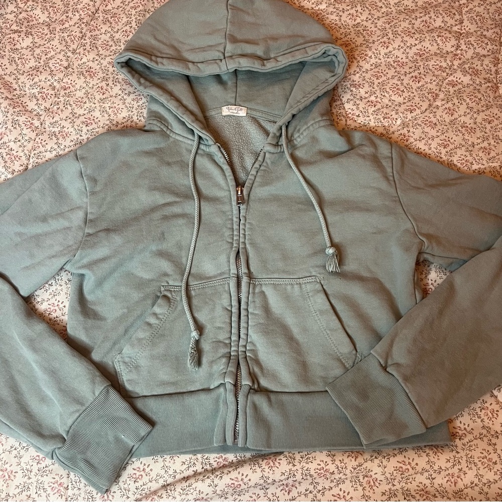 Sage green brandy Melville crop zip up